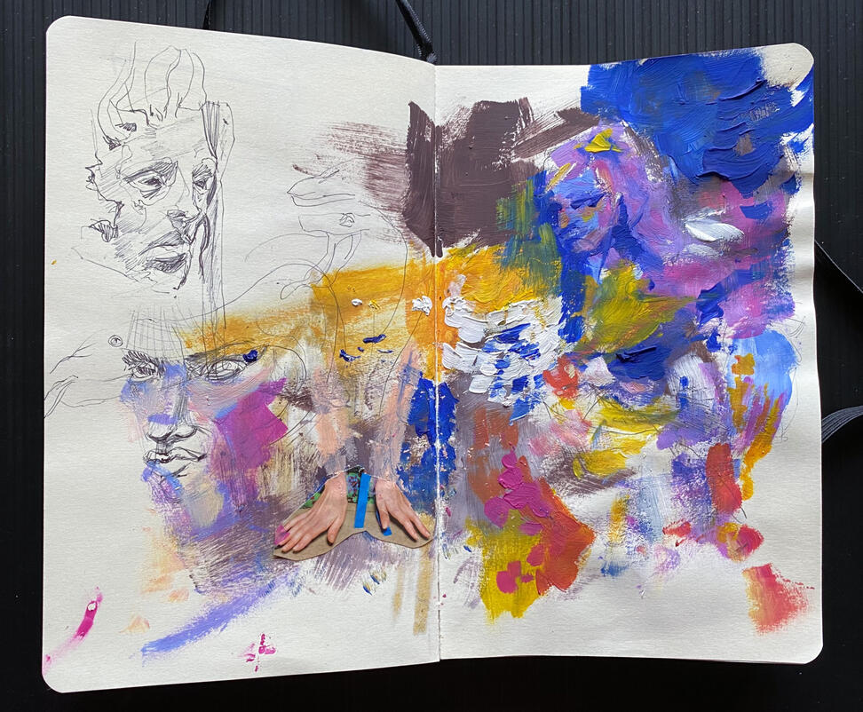 mixed media on sketchbook