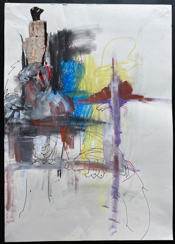 mixed media on paper, a3