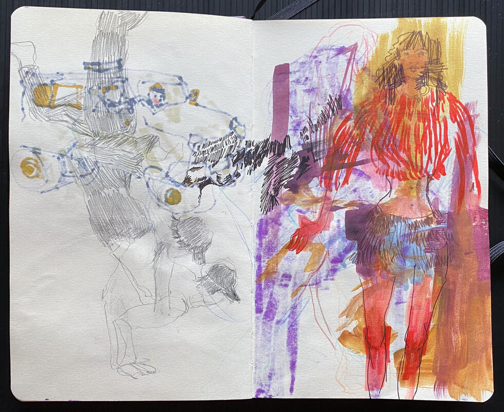 mixed media on sketchbook