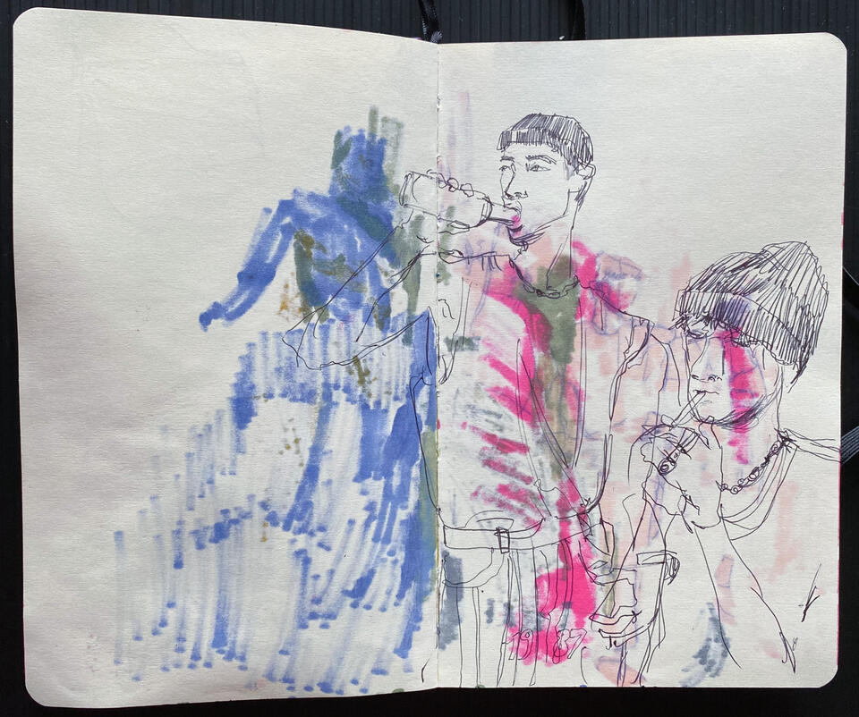 mixed media on sketchbook