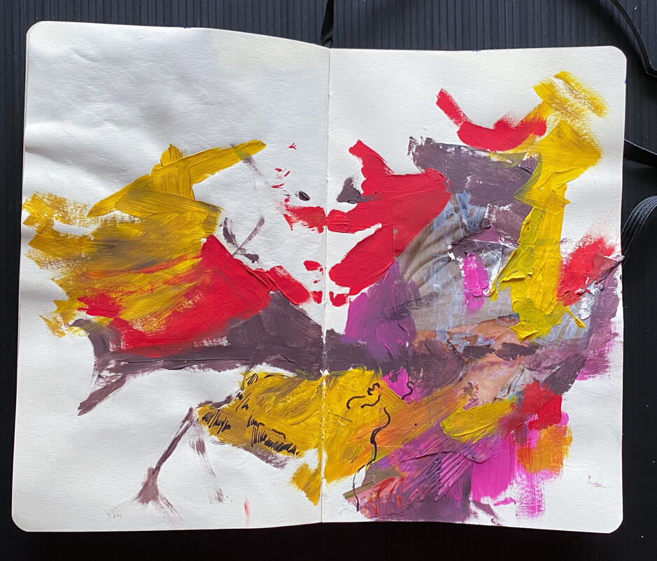 mixed media on paper, amixed media on sketchbook