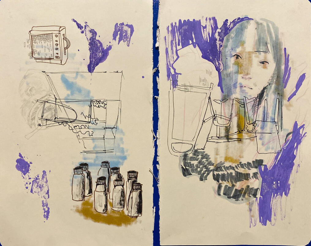 mixed media on sketchbook