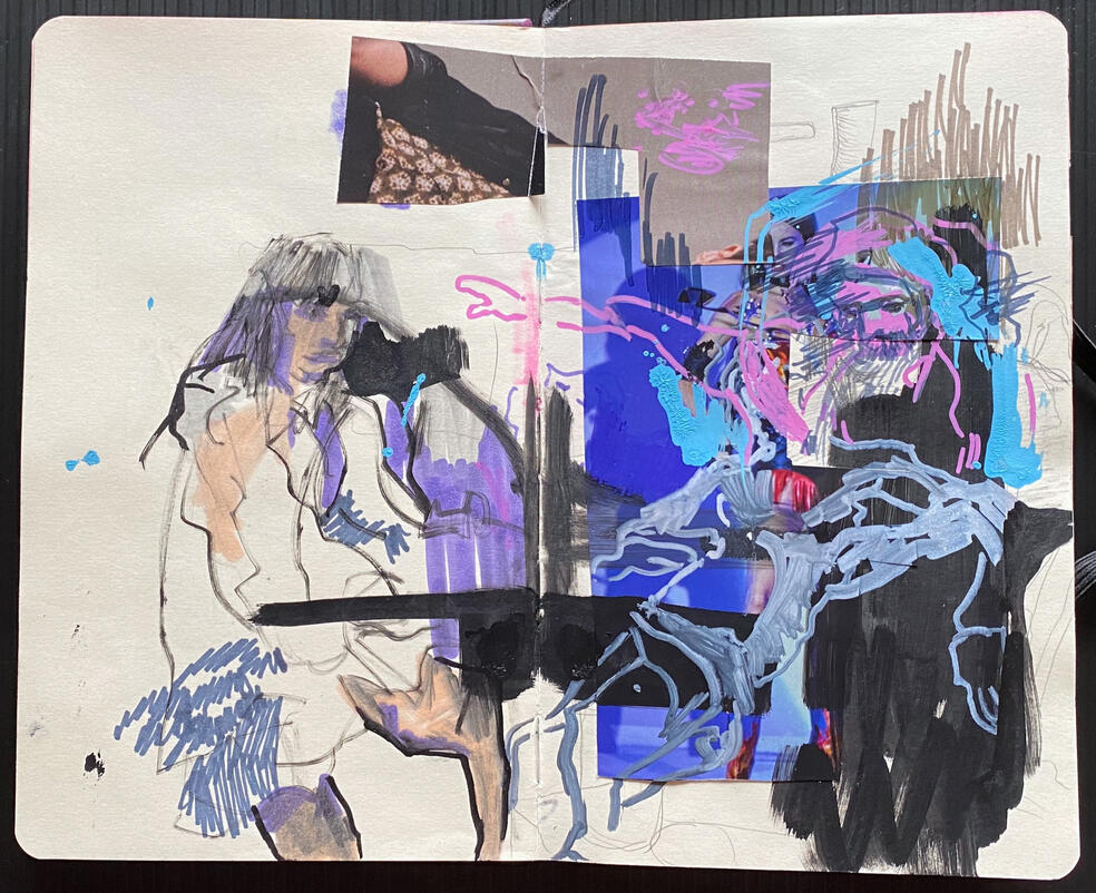 mixed media on sketchbook