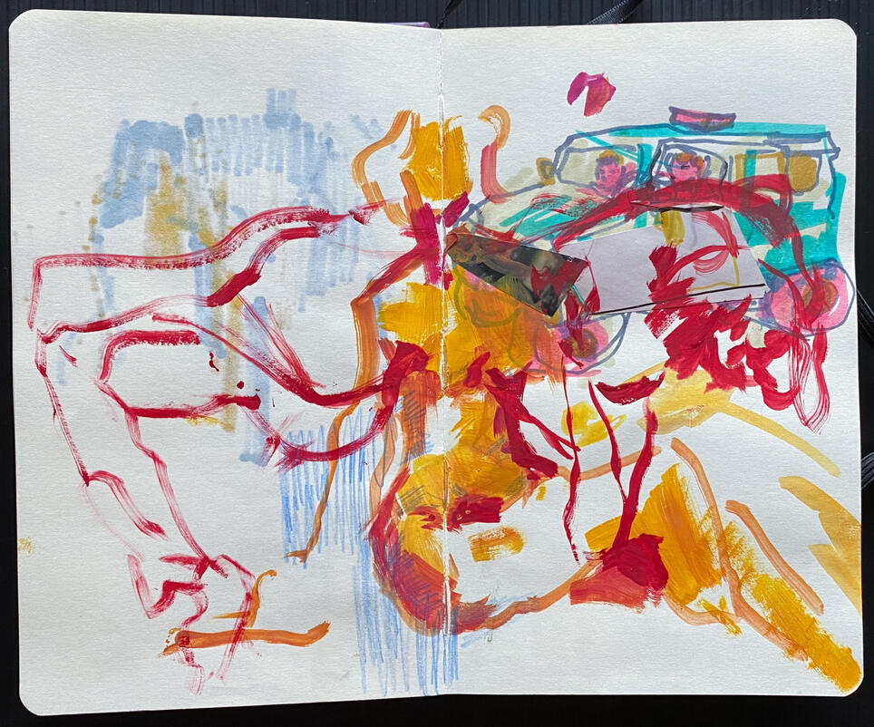 mixed media on sketchbook