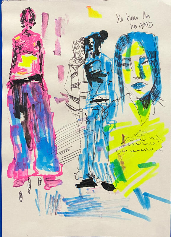 mixed media on paper, sketchbook