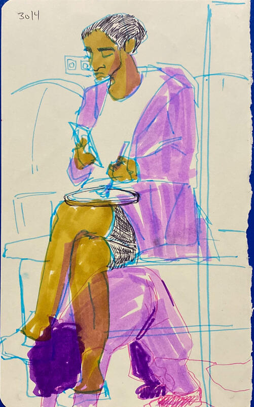 pen and marker on paper, sketchbook