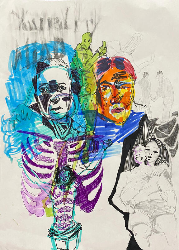 mixed media on paper, a4