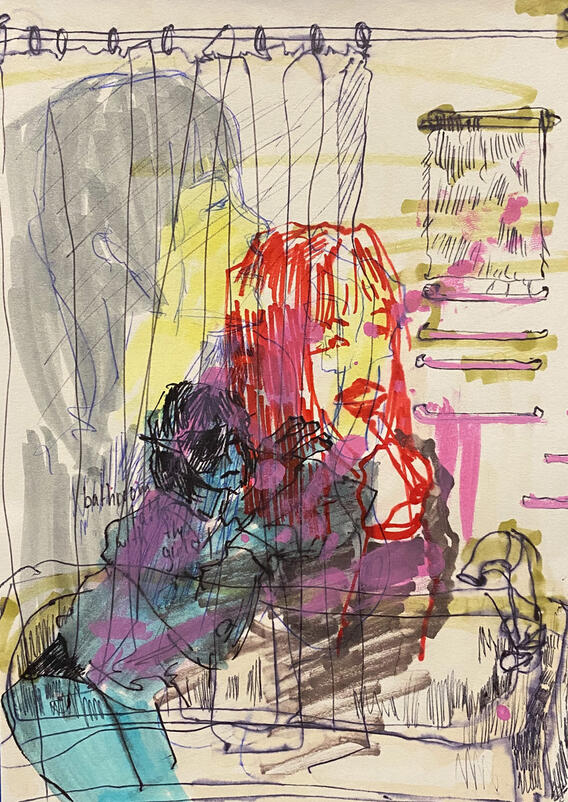 mixed media on paper, sketchbook